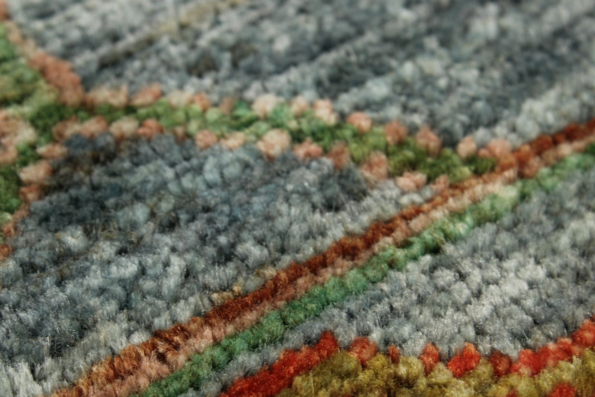 9x12 Gray and Multicolor Turkish Tribal Rug