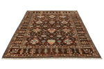 6x8 Brown and Multicolor Turkish Tribal Rug
