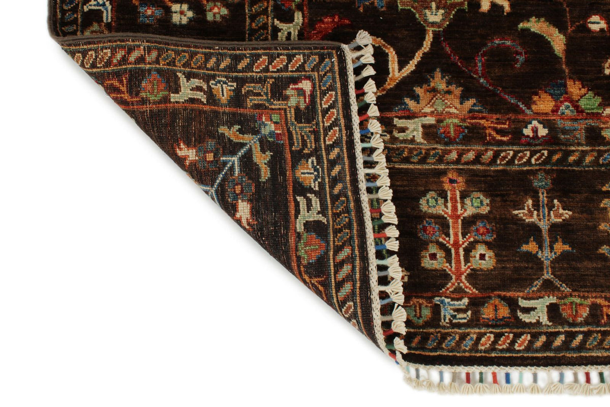 6x8 Brown and Multicolor Turkish Tribal Rug