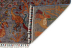 6x9 Light Gray and Multicolor Turkish Tribal Rug