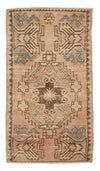 2x3 Peach and Brown Turkish Tribal Rug
