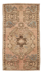 2x3 Peach and Brown Turkish Tribal Rug