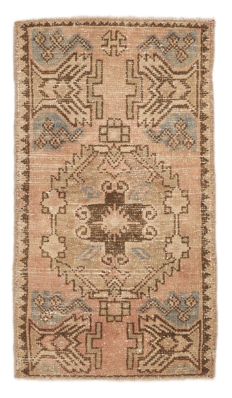 2x3 Peach and Brown Turkish Tribal Rug