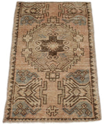 2x3 Peach and Brown Turkish Tribal Rug
