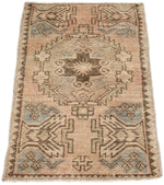 2x3 Peach and Brown Turkish Tribal Rug