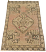 2x3 Peach and Brown Turkish Tribal Rug