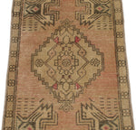 2x3 Peach and Brown Turkish Tribal Rug