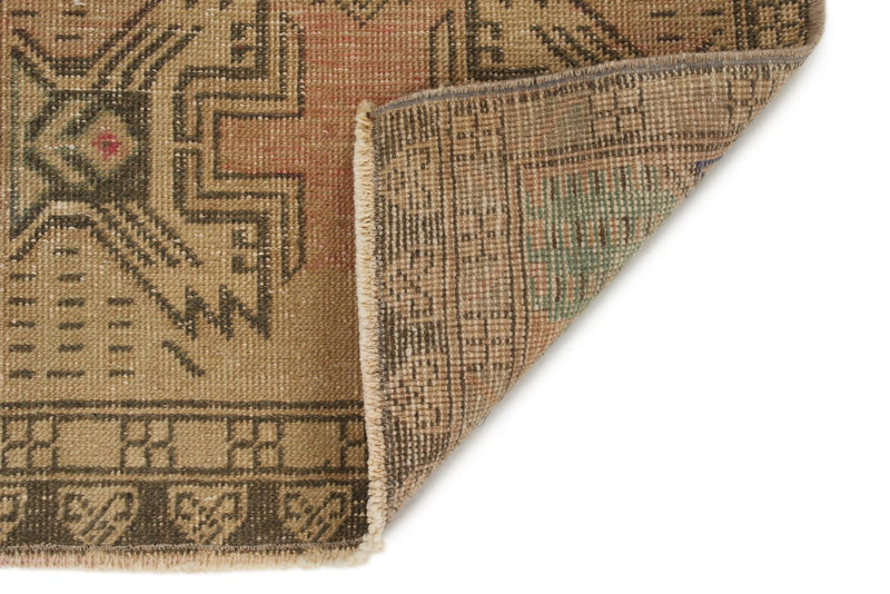 2x3 Peach and Brown Turkish Tribal Rug