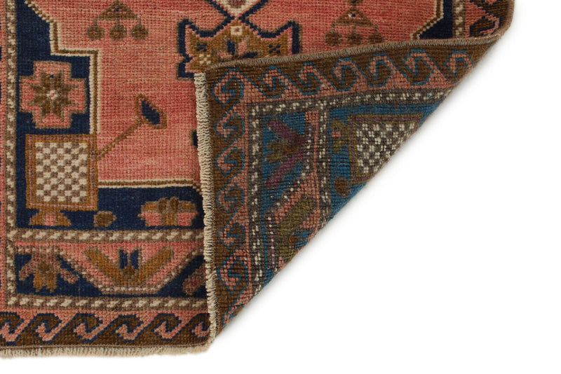 2x3 Peach and Brown Turkish Tribal Rug