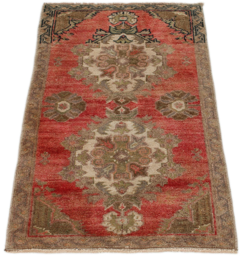 2x3 Red and Brown Turkish Tribal Rug