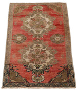2x3 Red and Brown Turkish Tribal Rug