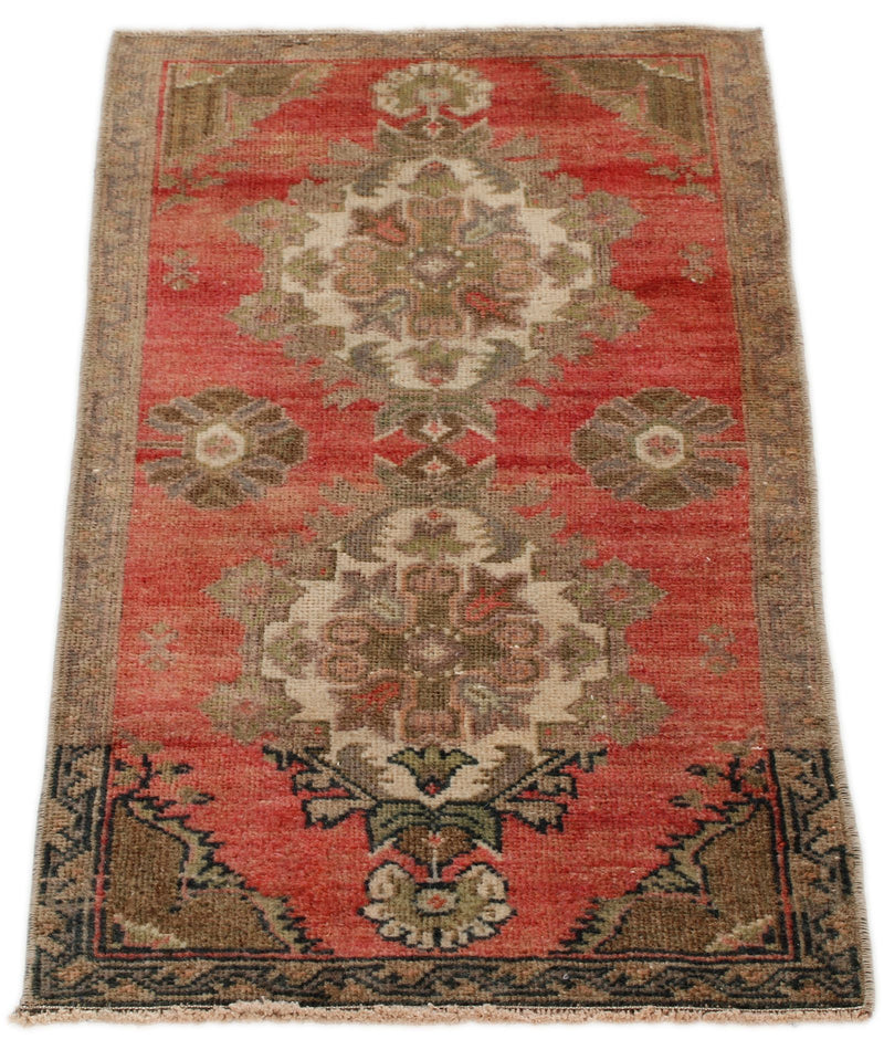 2x3 Red and Brown Turkish Tribal Rug