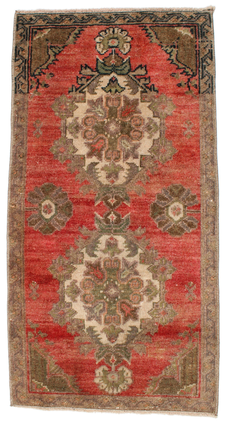 2x3 Red and Brown Turkish Tribal Rug