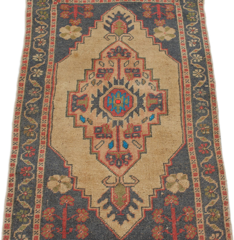 2x4 Brown and Gray Turkish Tribal Rug