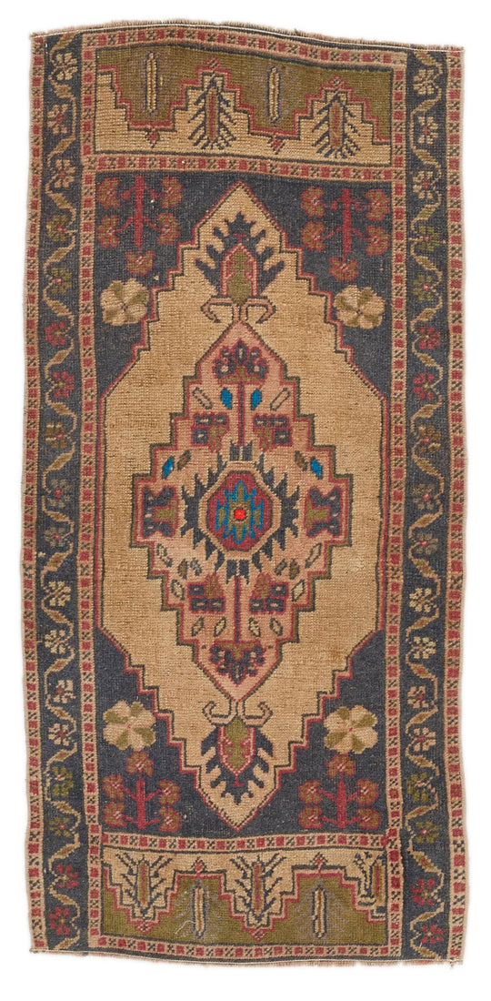 2x4 Brown and Gray Turkish Tribal Rug