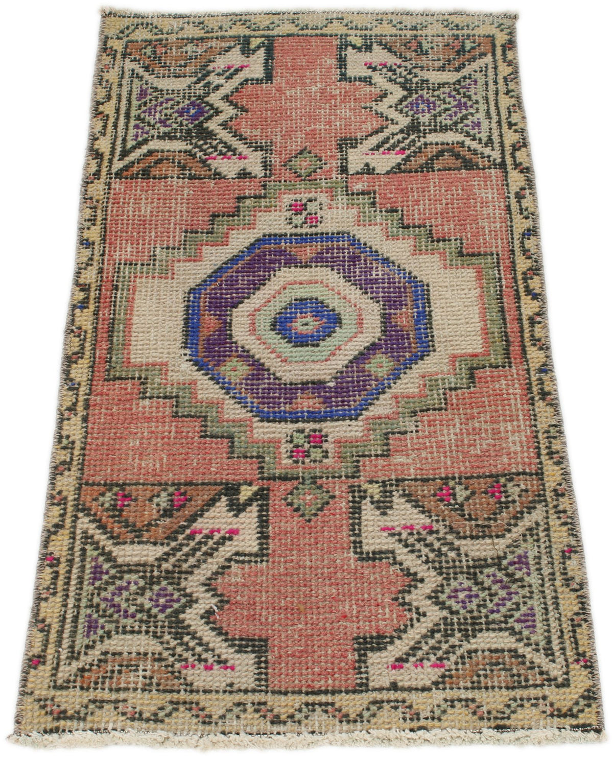 2x3 Pink and Beige Turkish Tribal Rug