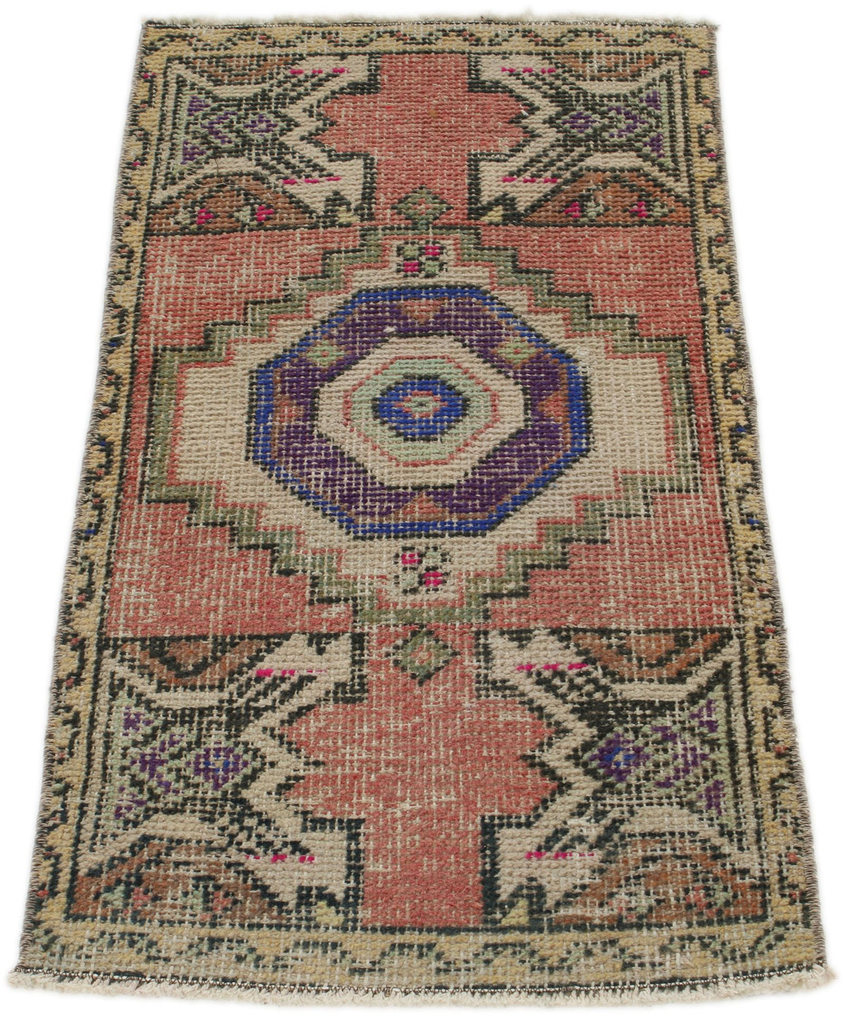 2x3 Pink and Beige Turkish Tribal Rug