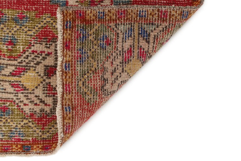 1x3 Beige and Red Turkish Tribal Rug