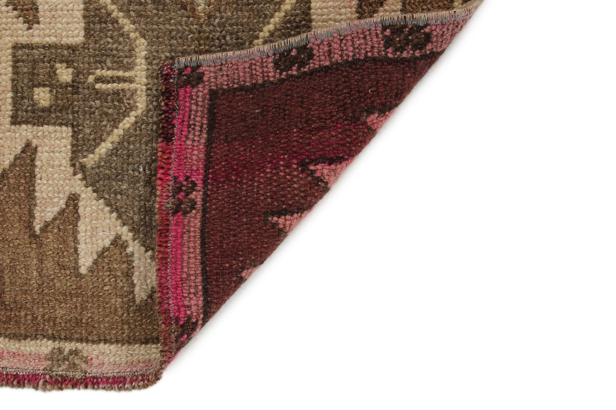 1x3 Brown and Beige Turkish Tribal Rug