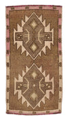 1x3 Brown and Beige Turkish Tribal Rug