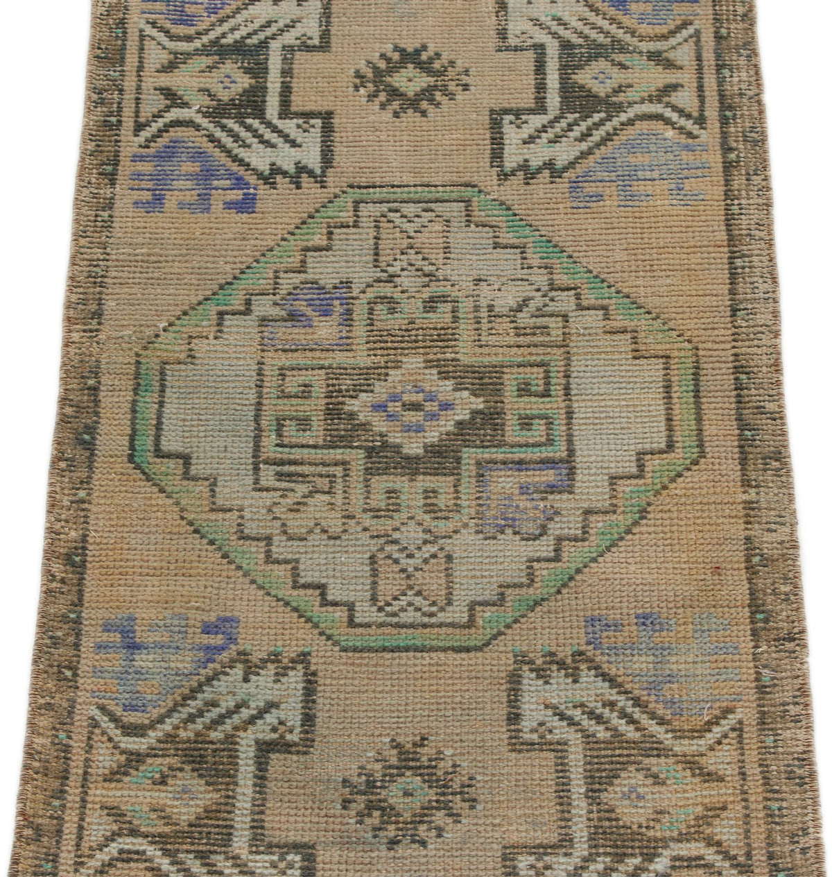 2x3 Light Brown and Brown Turkish Tribal Rug