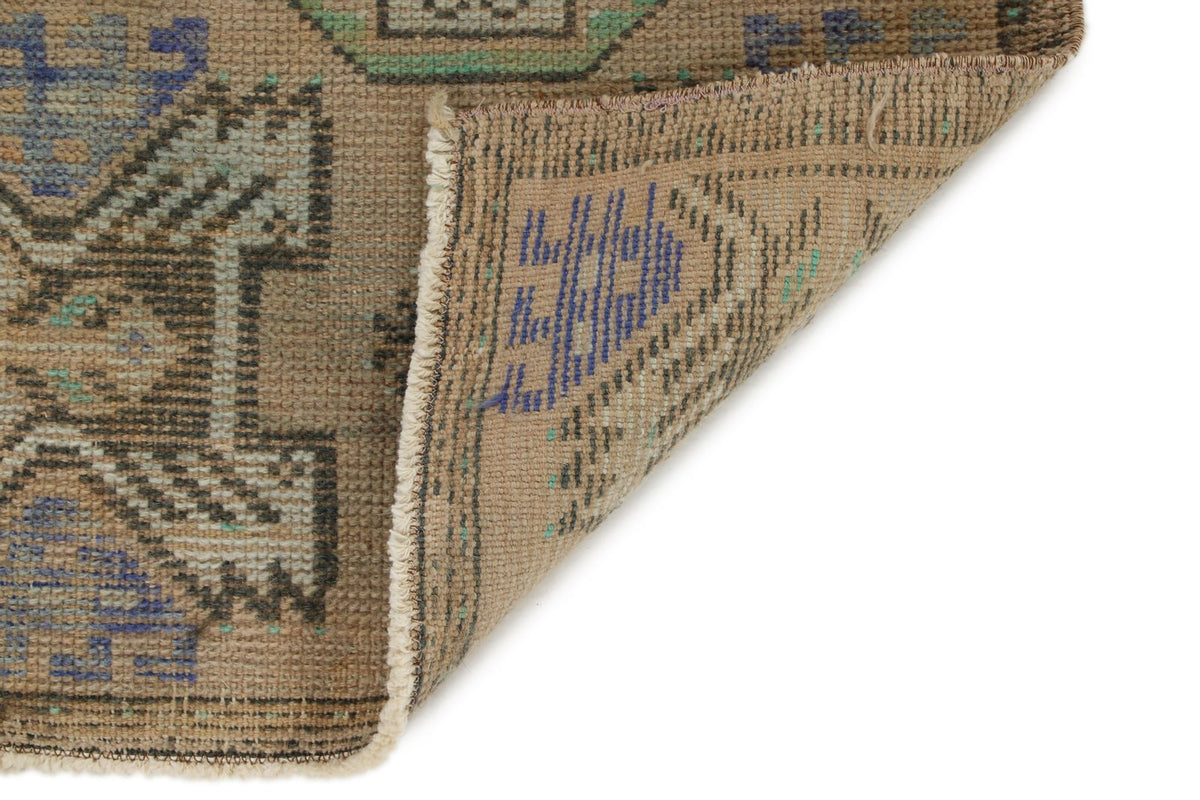 2x3 Light Brown and Brown Turkish Tribal Rug