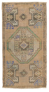 2x3 Light Brown and Brown Turkish Tribal Rug