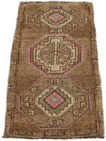3x4 Brown and Multicolor Turkish Tribal Rug