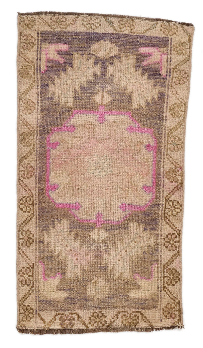 2x3 Purple and Brown Turkish Tribal Rug
