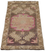 2x3 Purple and Brown Turkish Tribal Rug