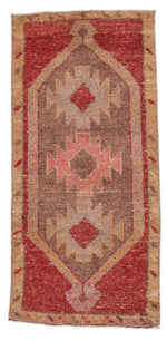 2x3 Red and Brown Turkish Tribal Rug