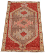 2x3 Red and Brown Turkish Tribal Rug