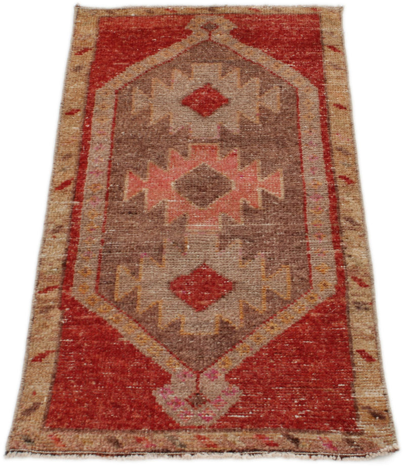 2x3 Red and Brown Turkish Tribal Rug