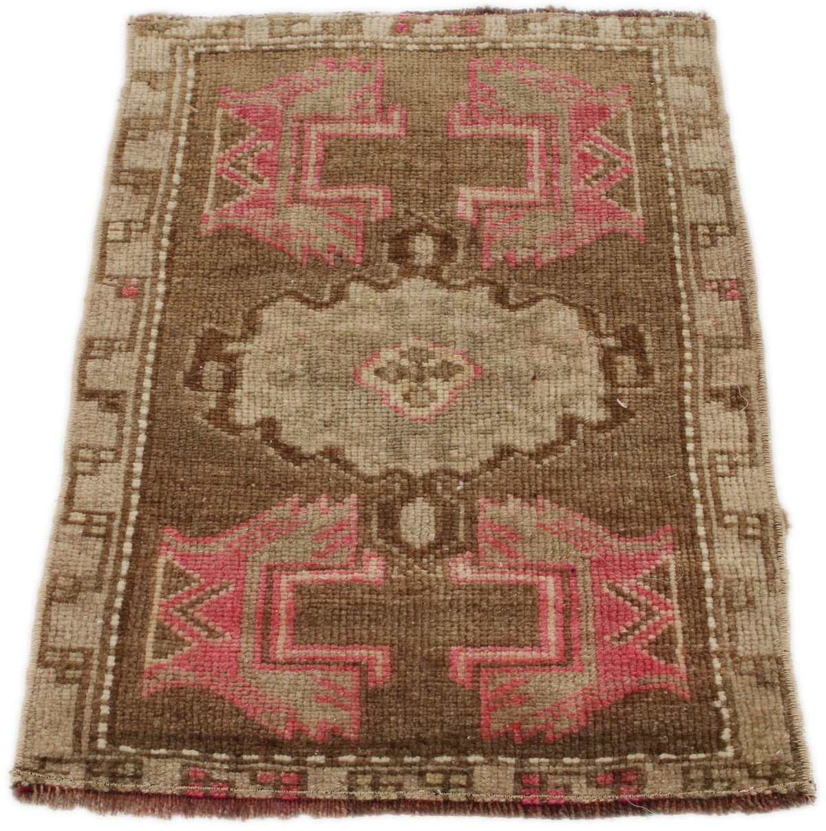 2x3 Brown and Light Brown Turkish Tribal Rug