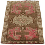 2x3 Brown and Light Brown Turkish Tribal Rug