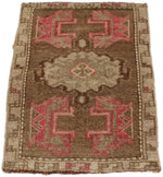 2x3 Brown and Light Brown Turkish Tribal Rug