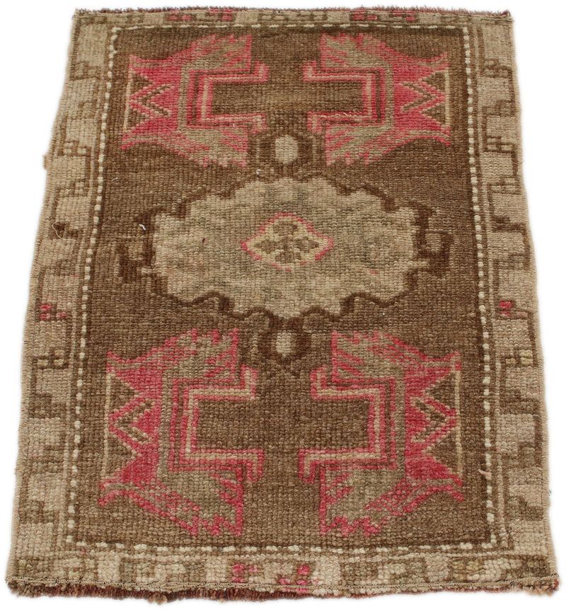 2x3 Brown and Light Brown Turkish Tribal Rug