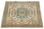2x2 Blue and Multicolor Turkish Tribal Rug