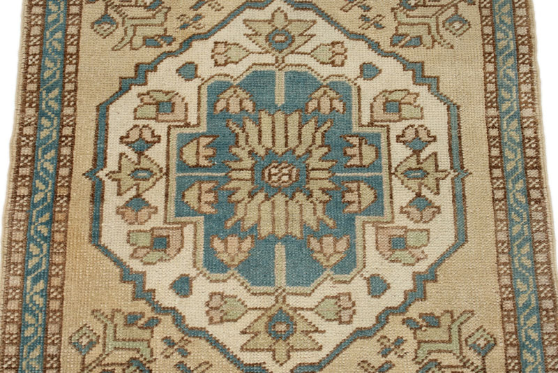 2x2 Blue and Multicolor Turkish Tribal Rug