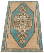 2x3 Blue and Blue Turkish Tribal Rug