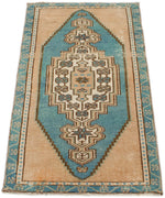 2x3 Blue and Blue Turkish Tribal Rug