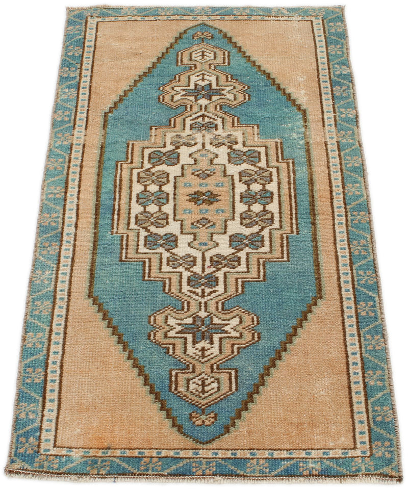 2x3 Blue and Blue Turkish Tribal Rug