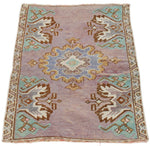 2x3 Purple and Multicolor Turkish Tribal Rug