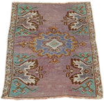 2x3 Purple and Multicolor Turkish Tribal Rug