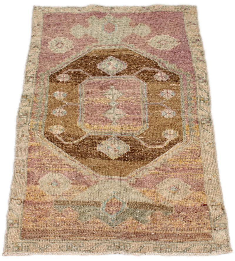 2x4 Brown and Light Brown Turkish Tribal Rug