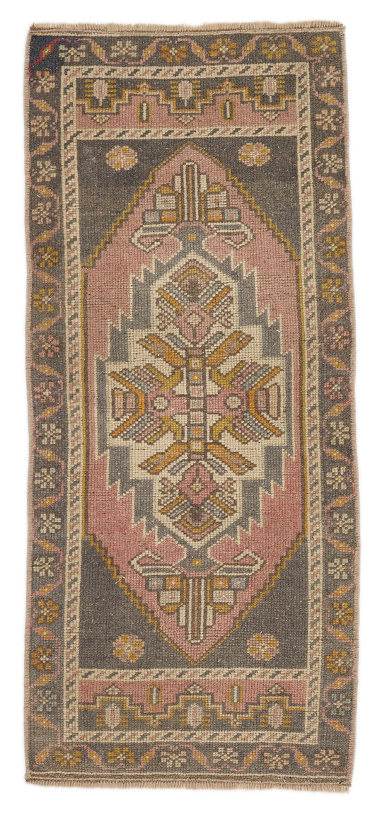 2x4 Pink and Gray Turkish Tribal Rug
