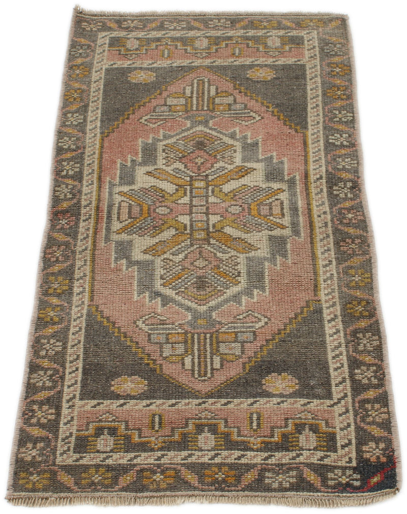 2x4 Pink and Gray Turkish Tribal Rug