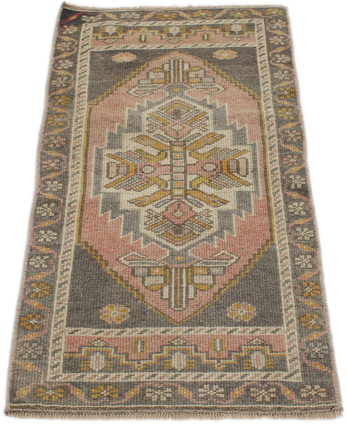 2x4 Pink and Gray Turkish Tribal Rug