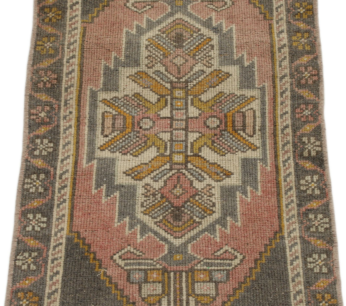 2x4 Pink and Gray Turkish Tribal Rug