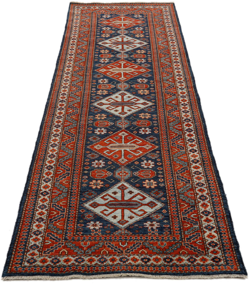 3x10 Navy and Red Traditional Runner